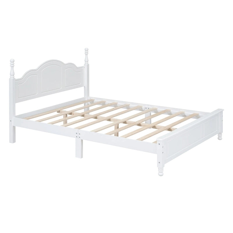Marrone Scuro / Bianco, Stile Retrò, Struttura Letto a Piattaforma Queen/Full per 2, Non Richiede Rete a Molle