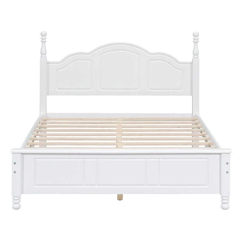 Marrone Scuro / Bianco, Stile Retrò, Struttura Letto a Piattaforma Queen/Full per 2, Non Richiede Rete a Molle