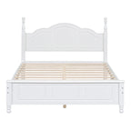 Marrone Scuro / Bianco, Stile Retrò, Struttura Letto a Piattaforma Queen/Full per 2, Non Richiede Rete a Molle