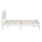 Marrone Scuro / Bianco, Stile Retrò, Struttura Letto a Piattaforma Queen/Full per 2, Non Richiede Rete a Molle
