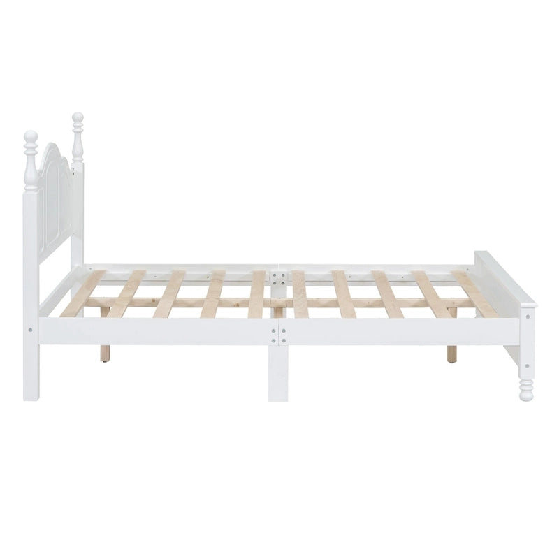 Marrone Scuro / Bianco, Stile Retrò, Struttura Letto a Piattaforma Queen/Full per 2, Non Richiede Rete a Molle