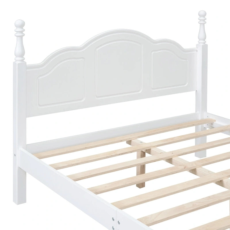 Marrone Scuro / Bianco, Stile Retrò, Struttura Letto a Piattaforma Queen/Full per 2, Non Richiede Rete a Molle