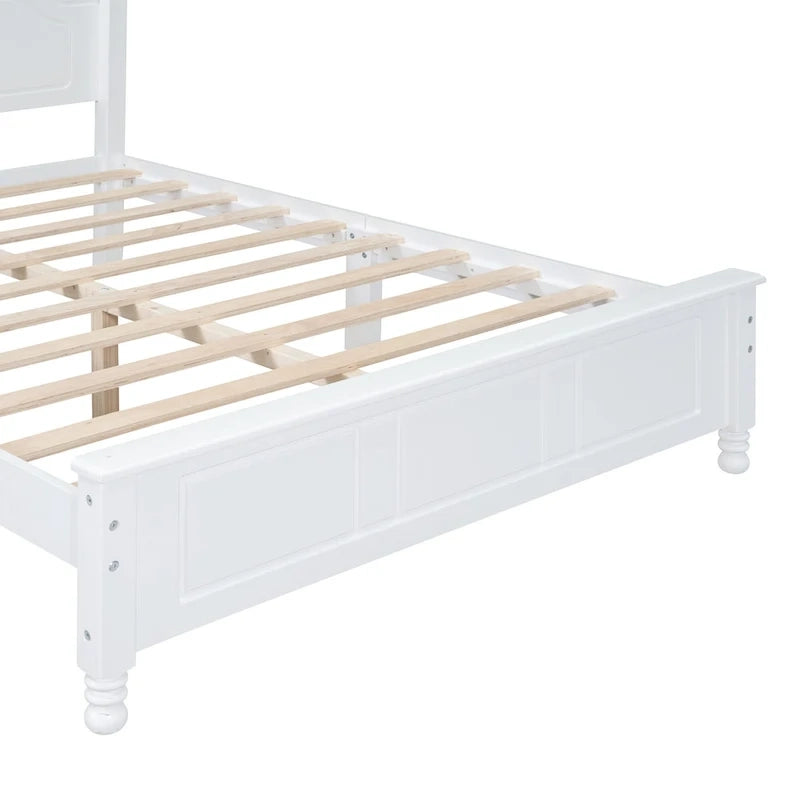 Marrone Scuro / Bianco, Stile Retrò, Struttura Letto a Piattaforma Queen/Full per 2, Non Richiede Rete a Molle