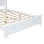 Marrone Scuro / Bianco, Stile Retrò, Struttura Letto a Piattaforma Queen/Full per 2, Non Richiede Rete a Molle