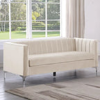 Divanetto due posti in velluto, stile Mid-Century (blu/grigio/nero/beige)