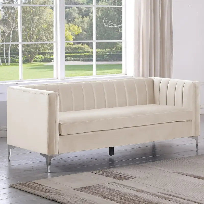 Divanetto due posti in velluto, stile Mid-Century (blu/grigio/nero/beige)