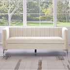 Divanetto due posti in velluto, stile Mid-Century (blu/grigio/nero/beige)