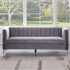 Divanetto due posti in velluto, stile Mid-Century (blu/grigio/nero/beige)