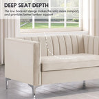 Divanetto due posti in velluto, stile Mid-Century (blu/grigio/nero/beige)