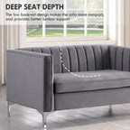 Divanetto due posti in velluto, stile Mid-Century (blu/grigio/nero/beige)