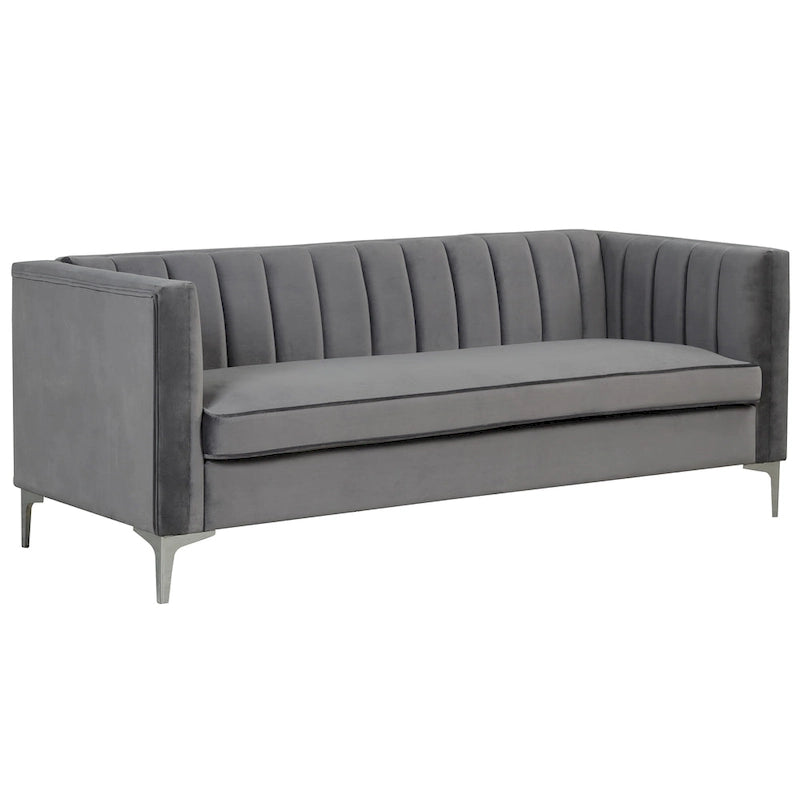 Divanetto due posti in velluto, stile Mid-Century (blu/grigio/nero/beige)