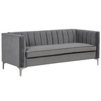 Divanetto due posti in velluto, stile Mid-Century (blu/grigio/nero/beige)