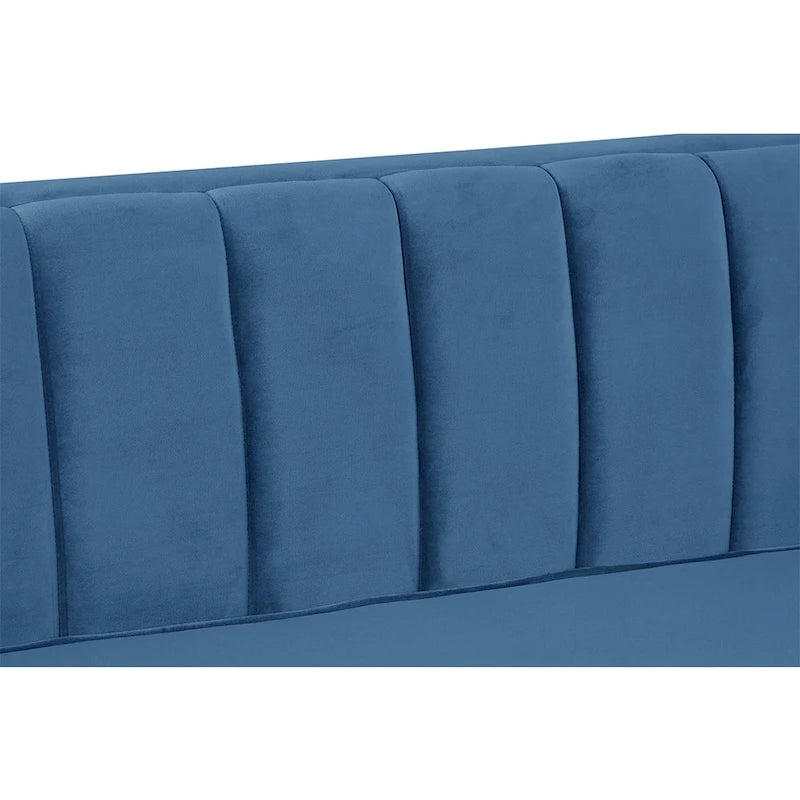 Divanetto due posti in velluto, stile Mid-Century (blu/grigio/nero/beige)