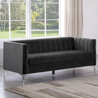 Divanetto due posti in velluto, stile Mid-Century (blu/grigio/nero/beige)