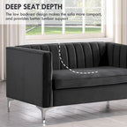 Divanetto due posti in velluto, stile Mid-Century (blu/grigio/nero/beige)