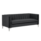 Divanetto due posti in velluto, stile Mid-Century (blu/grigio/nero/beige)