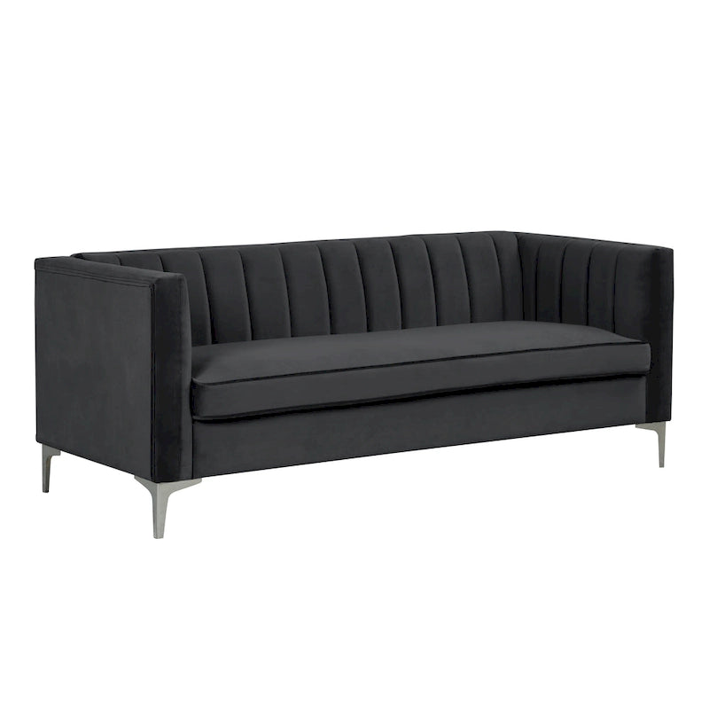 Divanetto due posti in velluto, stile Mid-Century (blu/grigio/nero/beige)