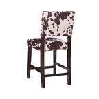 Sgabello da bancone in stile rustico con stampa mucca marrone – Gambe in legno espresso, 1 posto