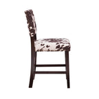 Sgabello da bancone in stile rustico con stampa mucca marrone – Gambe in legno espresso, 1 posto