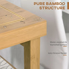 Carrello da Cucina Portatile in Bambù Naturale Stile Vintage con Piano in Legno