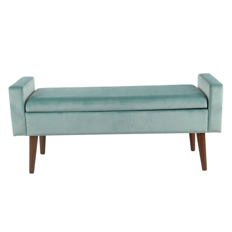 Panca contenitore Aqua in velluto, stile Mid-Century, 1 persona