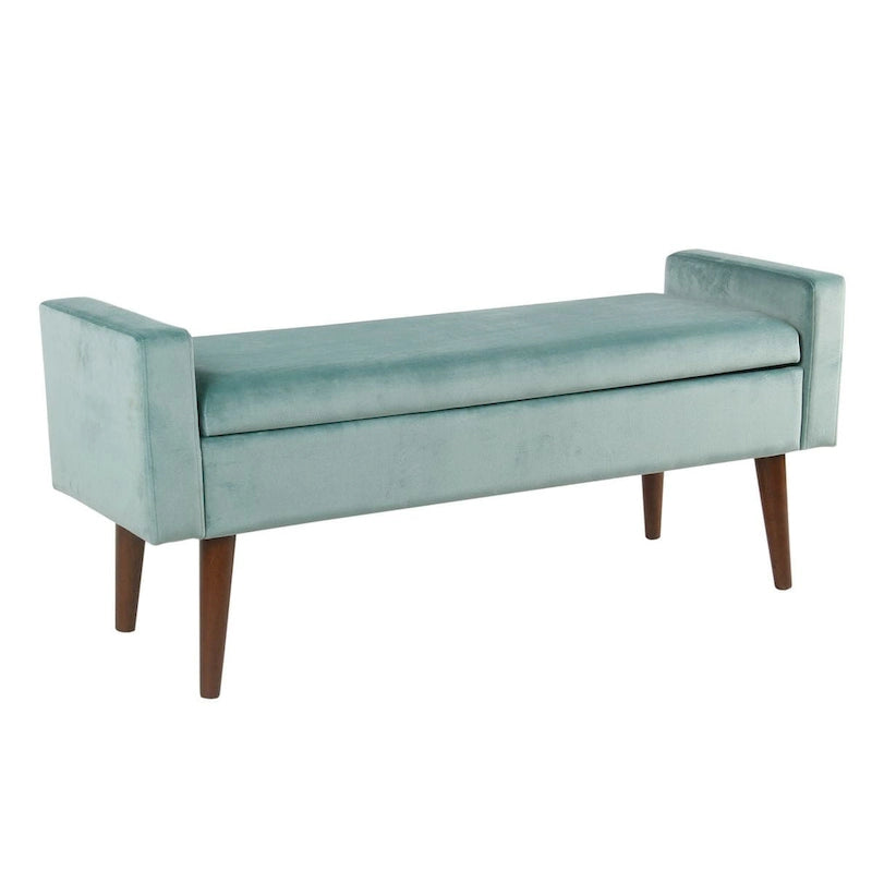 Panca contenitore Aqua in velluto, stile Mid-Century, 1 persona