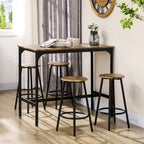 Set da Pranzo con Bancone in Stile Moderno, Marrone Rustico/Grigio, 4 Posti