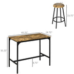 Set da Pranzo con Bancone in Stile Moderno, Marrone Rustico/Grigio, 4 Posti