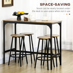 Set da Pranzo con Bancone in Stile Moderno, Marrone Rustico/Grigio, 4 Posti