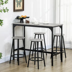 Set da Pranzo con Bancone in Stile Moderno, Marrone Rustico/Grigio, 4 Posti
