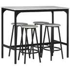 Set da Pranzo con Bancone in Stile Moderno, Marrone Rustico/Grigio, 4 Posti