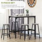 Set da Pranzo con Bancone in Stile Moderno, Marrone Rustico/Grigio, 4 Posti
