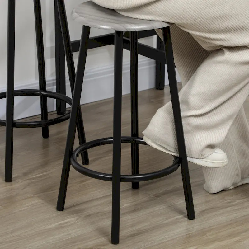 Set da Pranzo con Bancone in Stile Moderno, Marrone Rustico/Grigio, 4 Posti