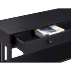 Tavolo Consolle Ciliegio/Nero con 1 Cassetto e 3 Ripiani, Montaggio da 1 Persona
