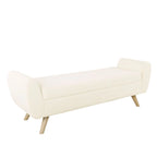 Panca portaoggetti con gambe in legno, 152 cm, rivestita in crema/oliva/blu/marrone