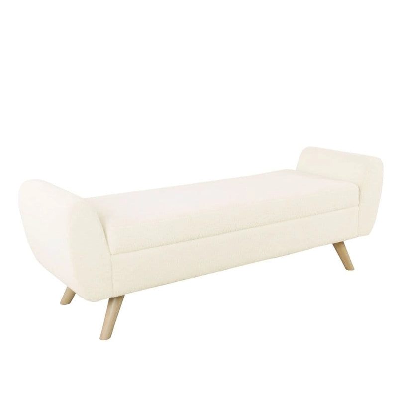 Panca portaoggetti con gambe in legno, 152 cm, rivestita in crema/oliva/blu/marrone