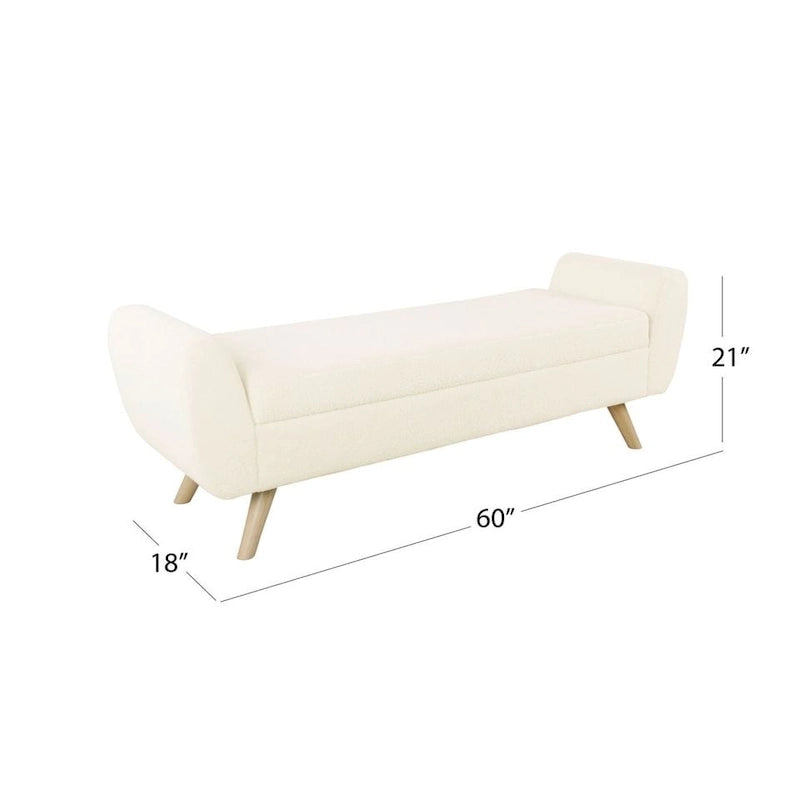Panca portaoggetti con gambe in legno, 152 cm, rivestita in crema/oliva/blu/marrone