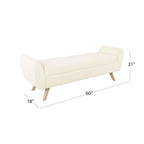 Panca portaoggetti con gambe in legno, 152 cm, rivestita in crema/oliva/blu/marrone