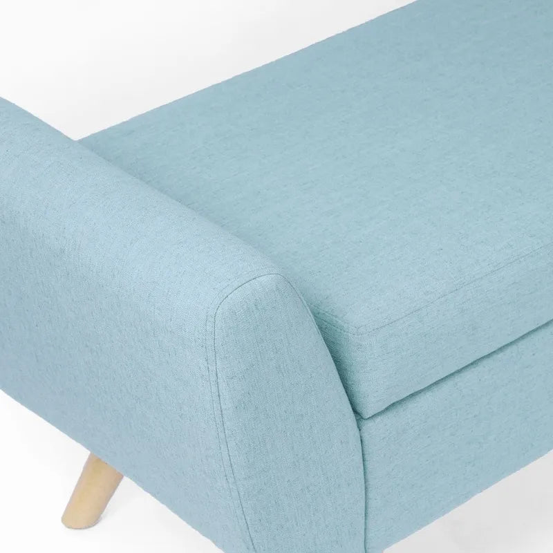 Panca portaoggetti con gambe in legno, 152 cm, rivestita in crema/oliva/blu/marrone