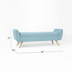 Panca portaoggetti con gambe in legno, 152 cm, rivestita in crema/oliva/blu/marrone