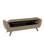 Panca portaoggetti con gambe in legno, 152 cm, rivestita in crema/oliva/blu/marrone