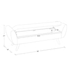 Panca portaoggetti con gambe in legno, 152 cm, rivestita in crema/oliva/blu/marrone