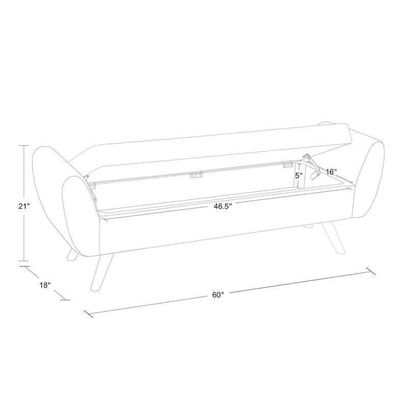 Panca portaoggetti con gambe in legno, 152 cm, rivestita in crema/oliva/blu/marrone