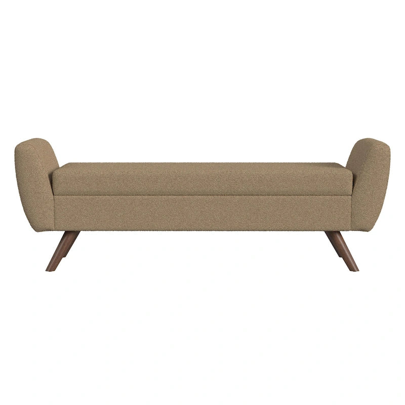 Panca portaoggetti con gambe in legno, 152 cm, rivestita in crema/oliva/blu/marrone