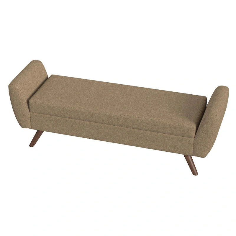 Panca portaoggetti con gambe in legno, 152 cm, rivestita in crema/oliva/blu/marrone