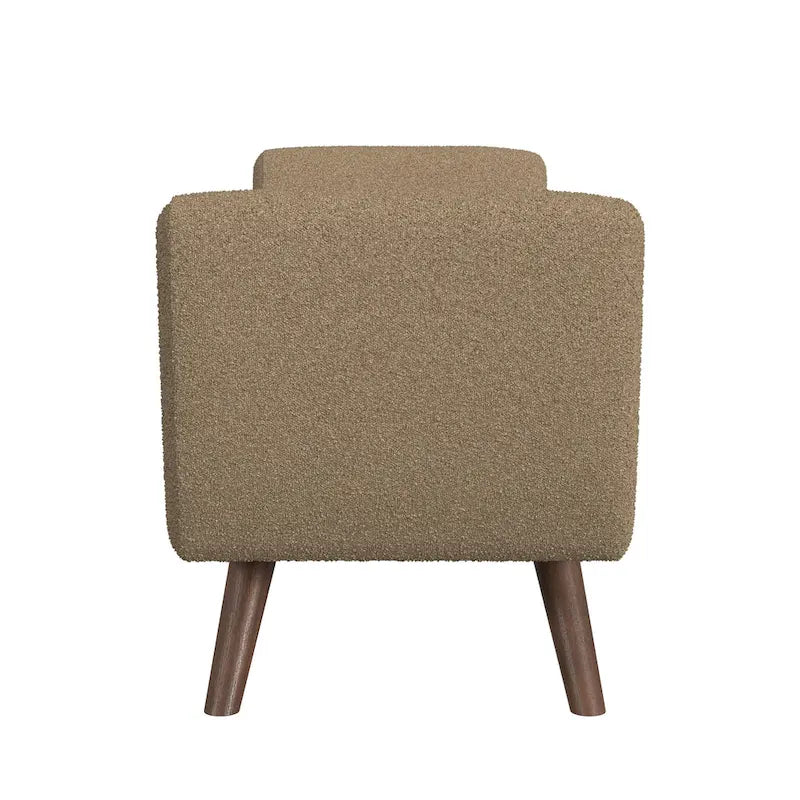 Panca portaoggetti con gambe in legno, 152 cm, rivestita in crema/oliva/blu/marrone