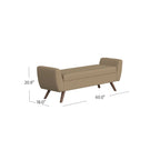 Panca portaoggetti con gambe in legno, 152 cm, rivestita in crema/oliva/blu/marrone