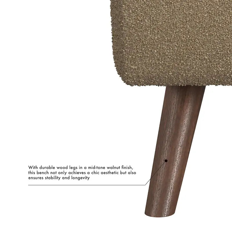 Panca portaoggetti con gambe in legno, 152 cm, rivestita in crema/oliva/blu/marrone