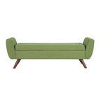 Panca portaoggetti con gambe in legno, 152 cm, rivestita in crema/oliva/blu/marrone