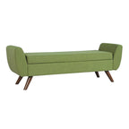 Panca portaoggetti con gambe in legno, 152 cm, rivestita in crema/oliva/blu/marrone
